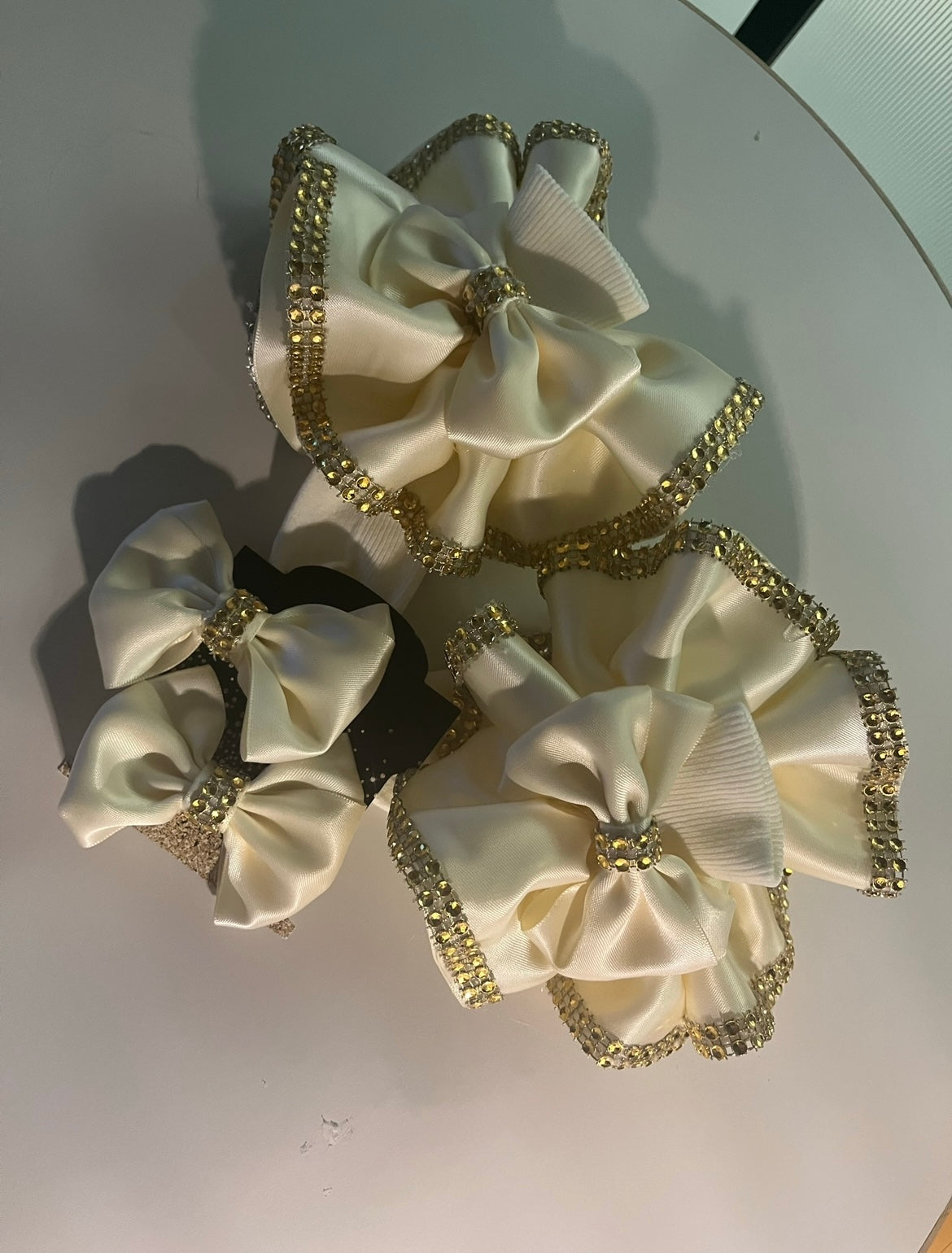 Solid Color Ruffles with Rhinestones with 2 HairBows